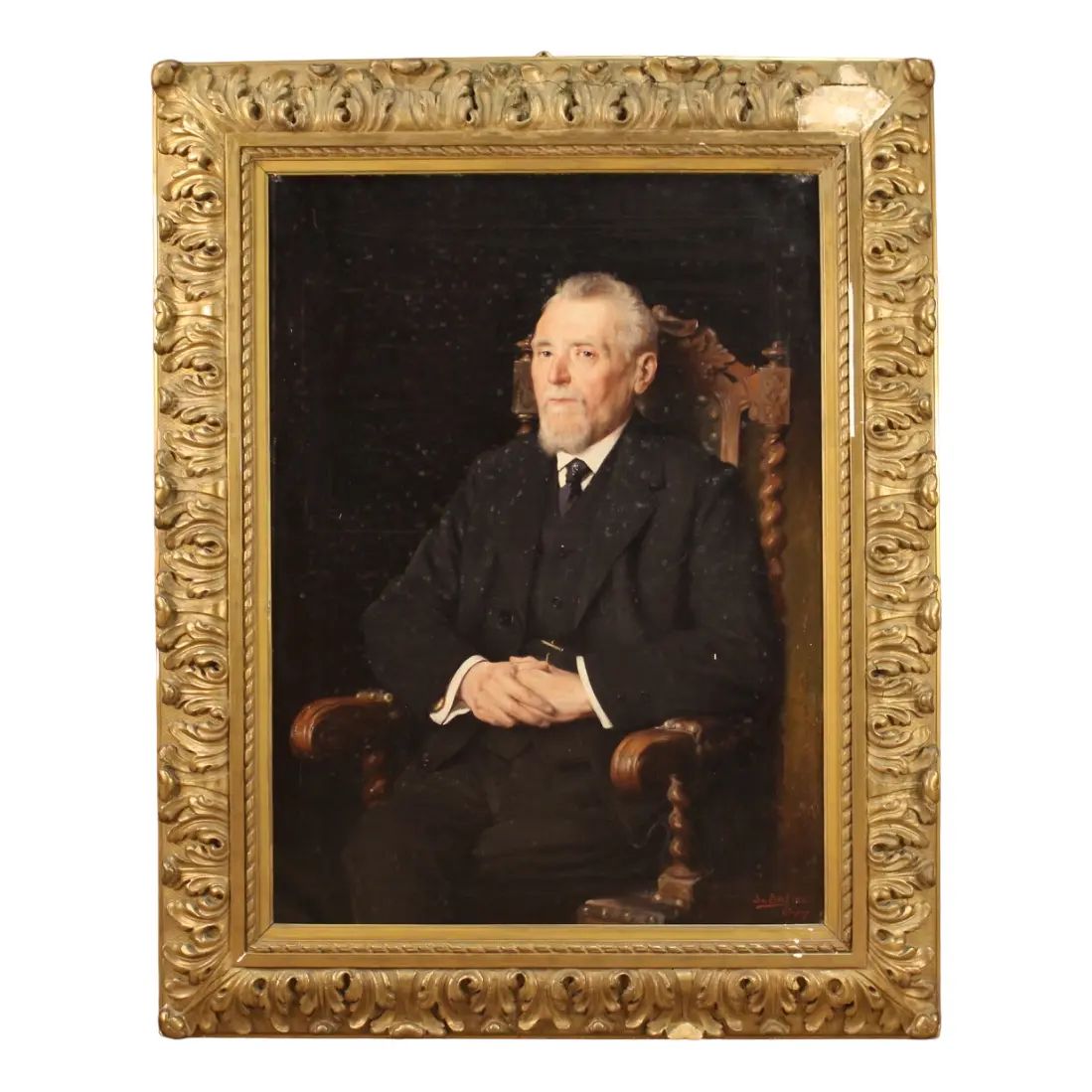 Belgian Artist, Portrait of a Gentleman, 1920, Oil on Canvas, Framed | Chairish