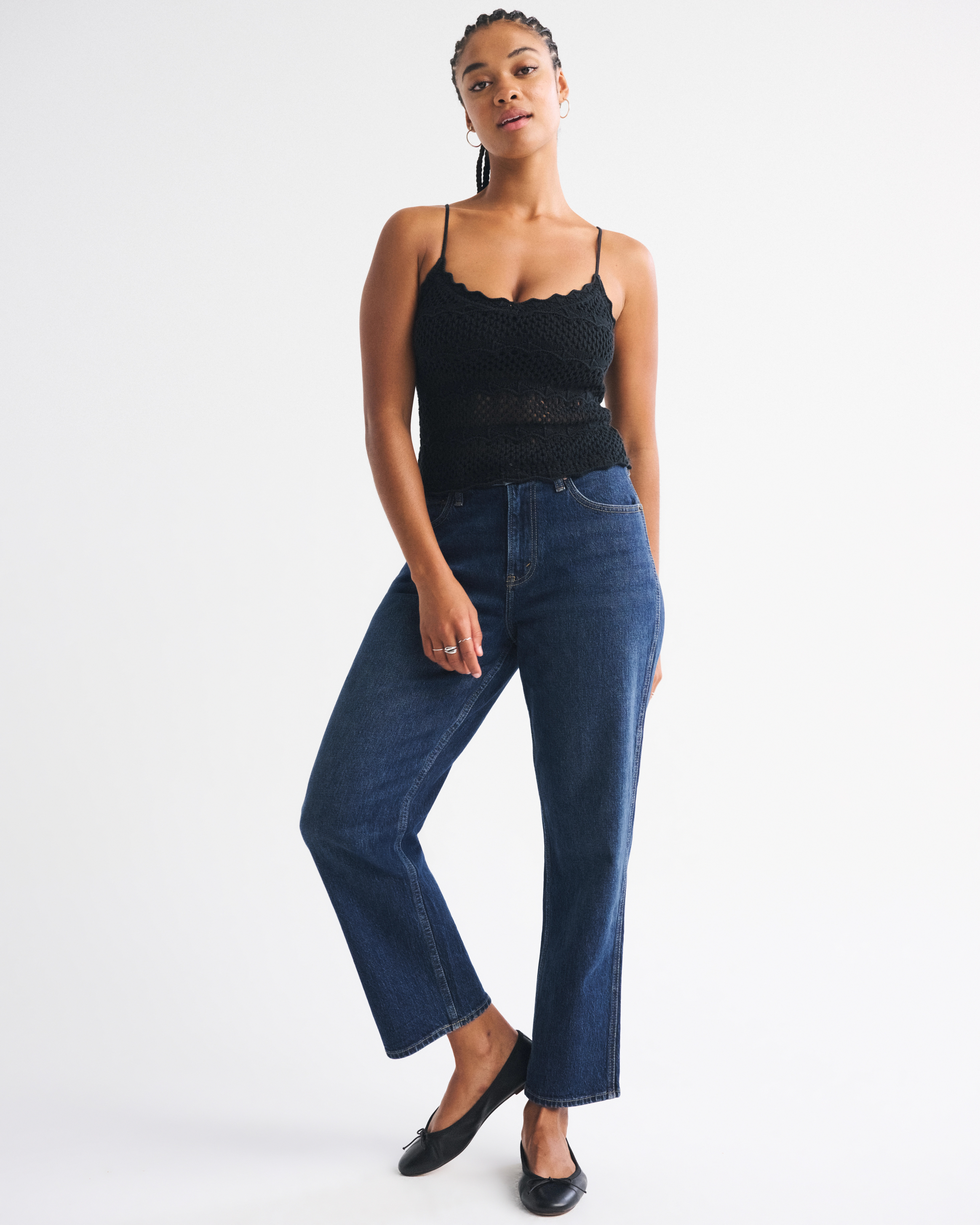 Curve Love High Rise Cropped Straight Jean | Abercrombie & Fitch (US)