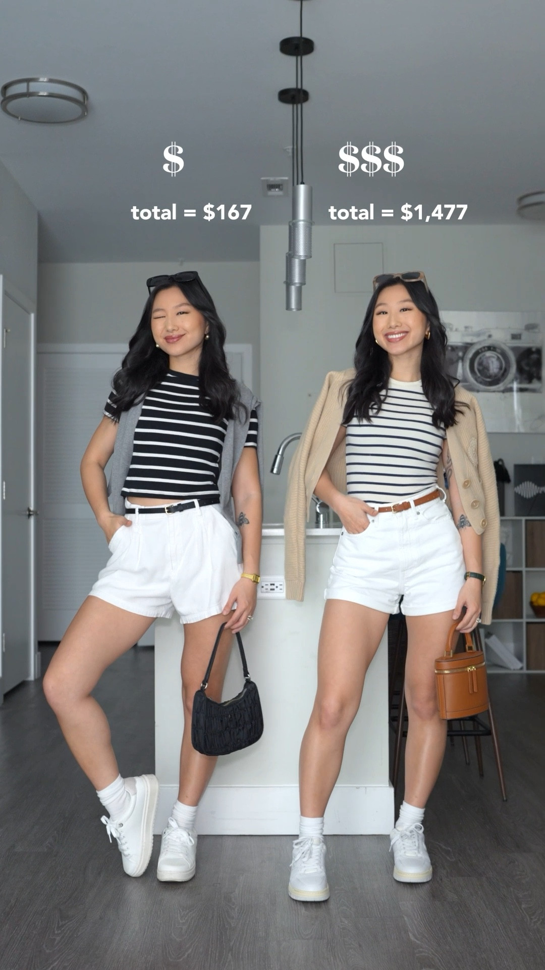 White Linen Shorts: size XS
Right Striped Tee: size XS
Both Sneakers: true to size
Gray Cardigan: size XS

this or that, cheap vs expensive, outfit idea, how to style, chic aesthetic, old money, classy style, style tips, summer outfit 

#LTKStyleTip #LTKItBag #LTKSummerEdit