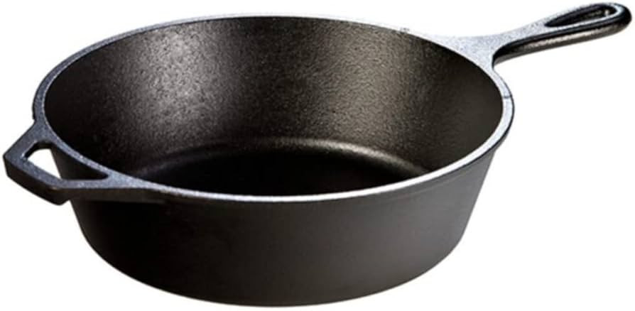 Lodge 3 Quart Pre-Seasoned Cast Iron Deep Skillet - Signature Teardrop Handle & Assist Handle - U... | Amazon (US)