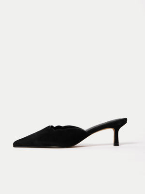 Suede Kitten Heel Mule | Black | Jigsaw (UK)