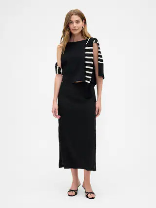 Linen-Blend Maxi Slip Skirt | Gap Factory