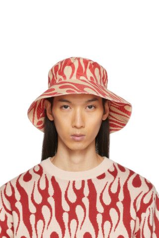 Beige & Red Flop Bucket Hat | SSENSE