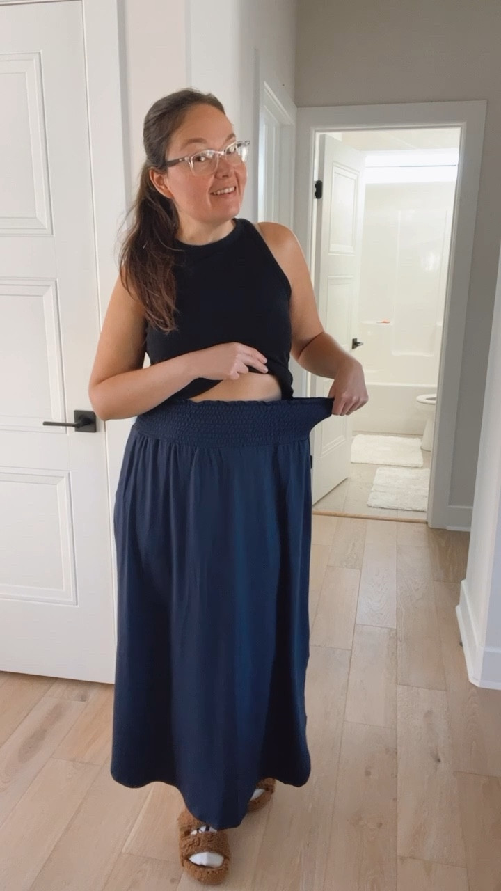 This skirt is so good 👏🏼💙☀️ smocked skirt, maxi skirt, skirt with pockets, Amazon 

#LTKfit #LTKunder50 #LTKcurves