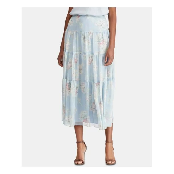 RALPH LAUREN Womens Light Blue Floral Midi Pleated Skirt  Size 12P | Walmart (US)