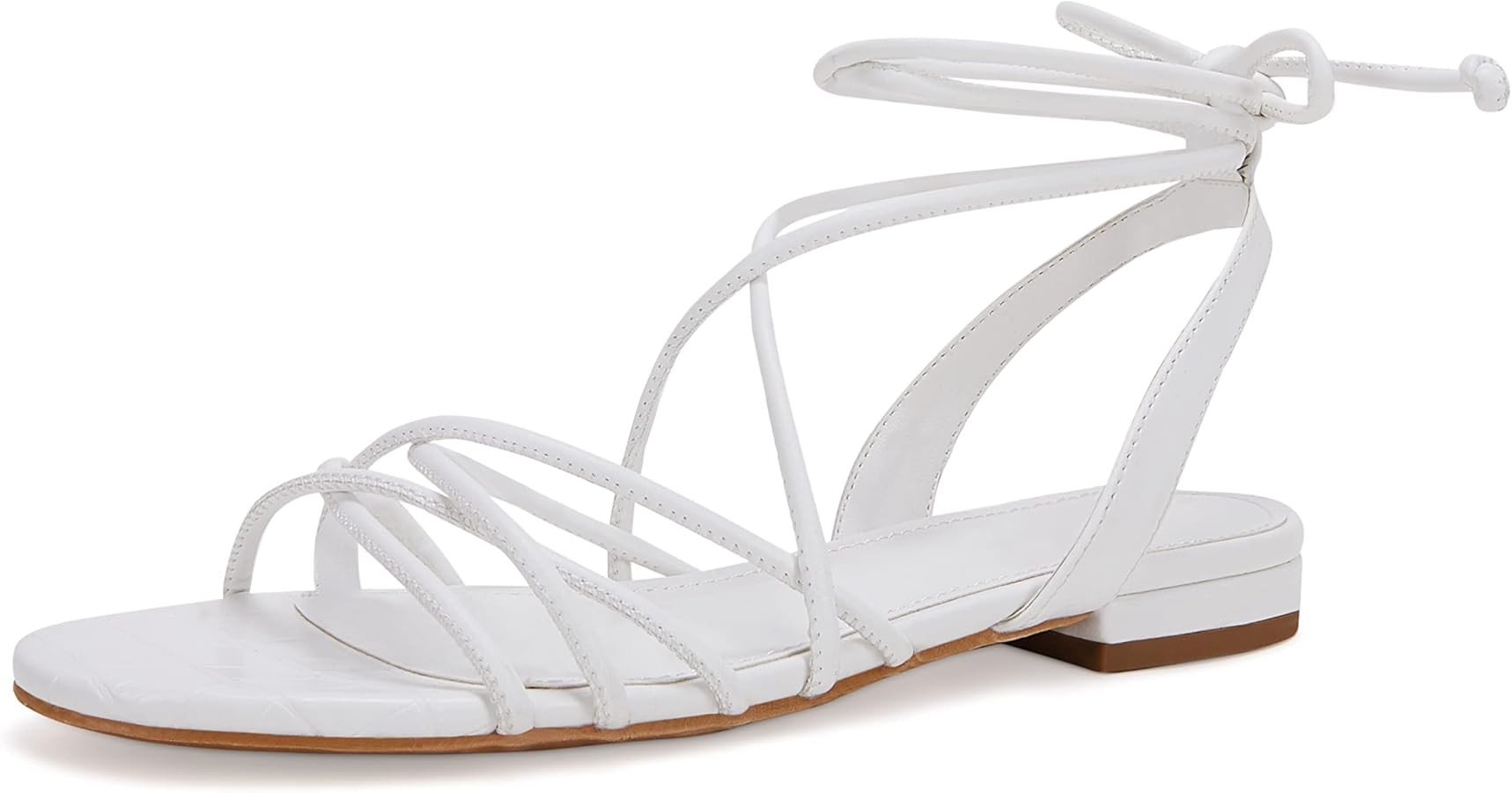 Ermonn Women's Lace-up Flat Sandals Strappy Open Toe Slingback CrissCross Casual Summer Slides | Amazon (US)