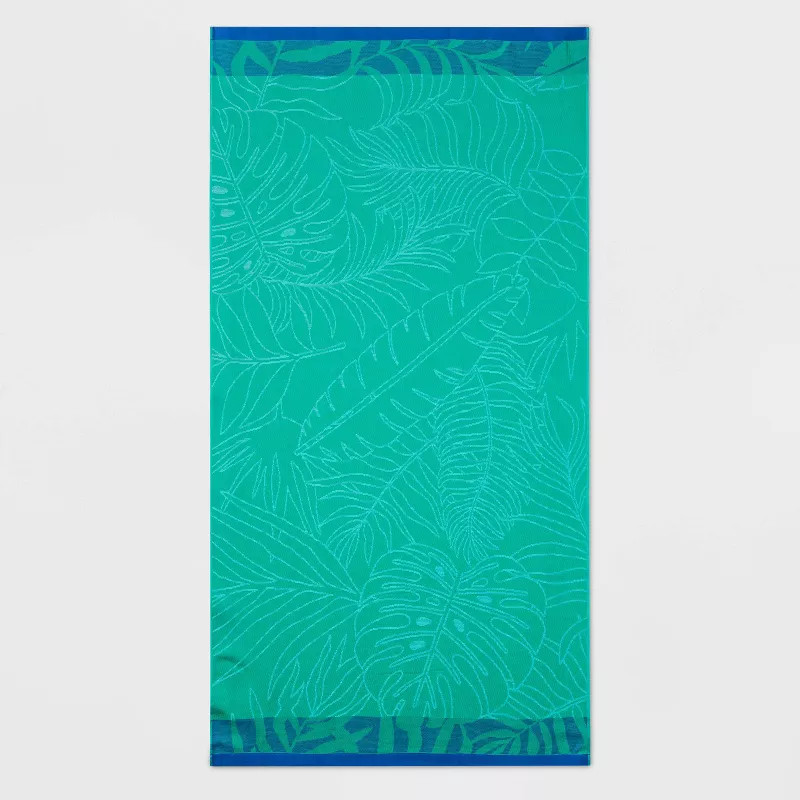 XL Palm Print Sand Resistant Beach Towel Green - Sun Squad™ | Target