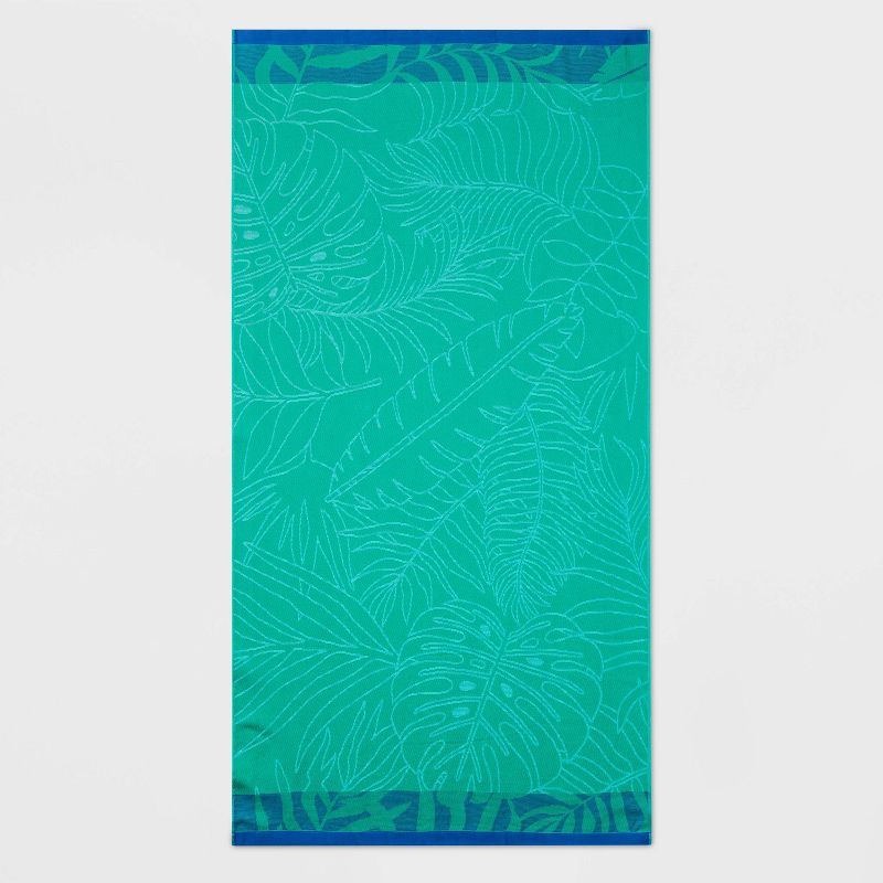 XL Palm Print Sand Resistant Beach Towel Green - Sun Squad™ | Target