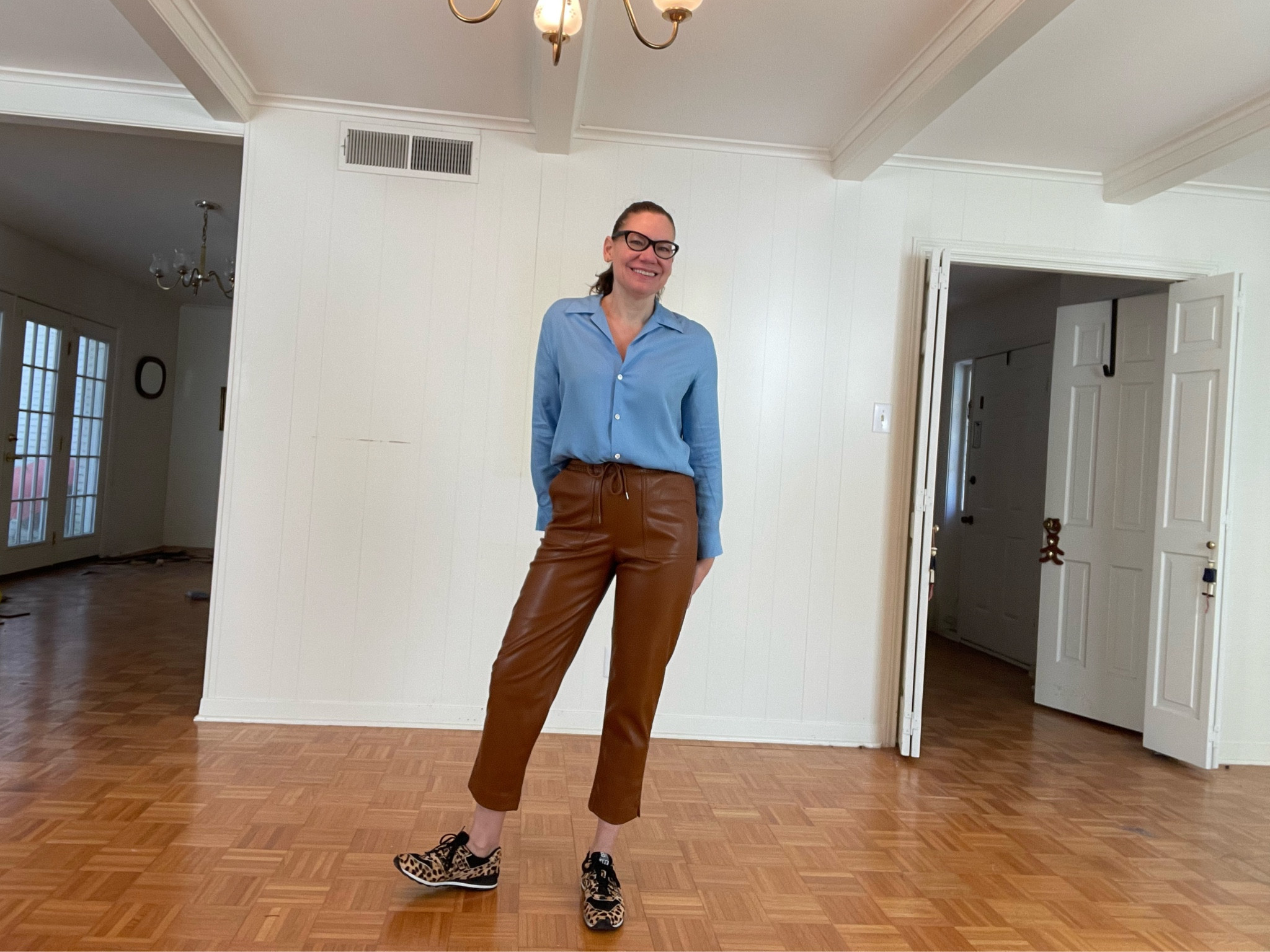 On repeat- faux leather and silk shirts for chic fall errands (or just battling the grocery store before the holiday) #investmentpiece 

#LTKOver40 #LTKSeasonal #LTKStyleTip