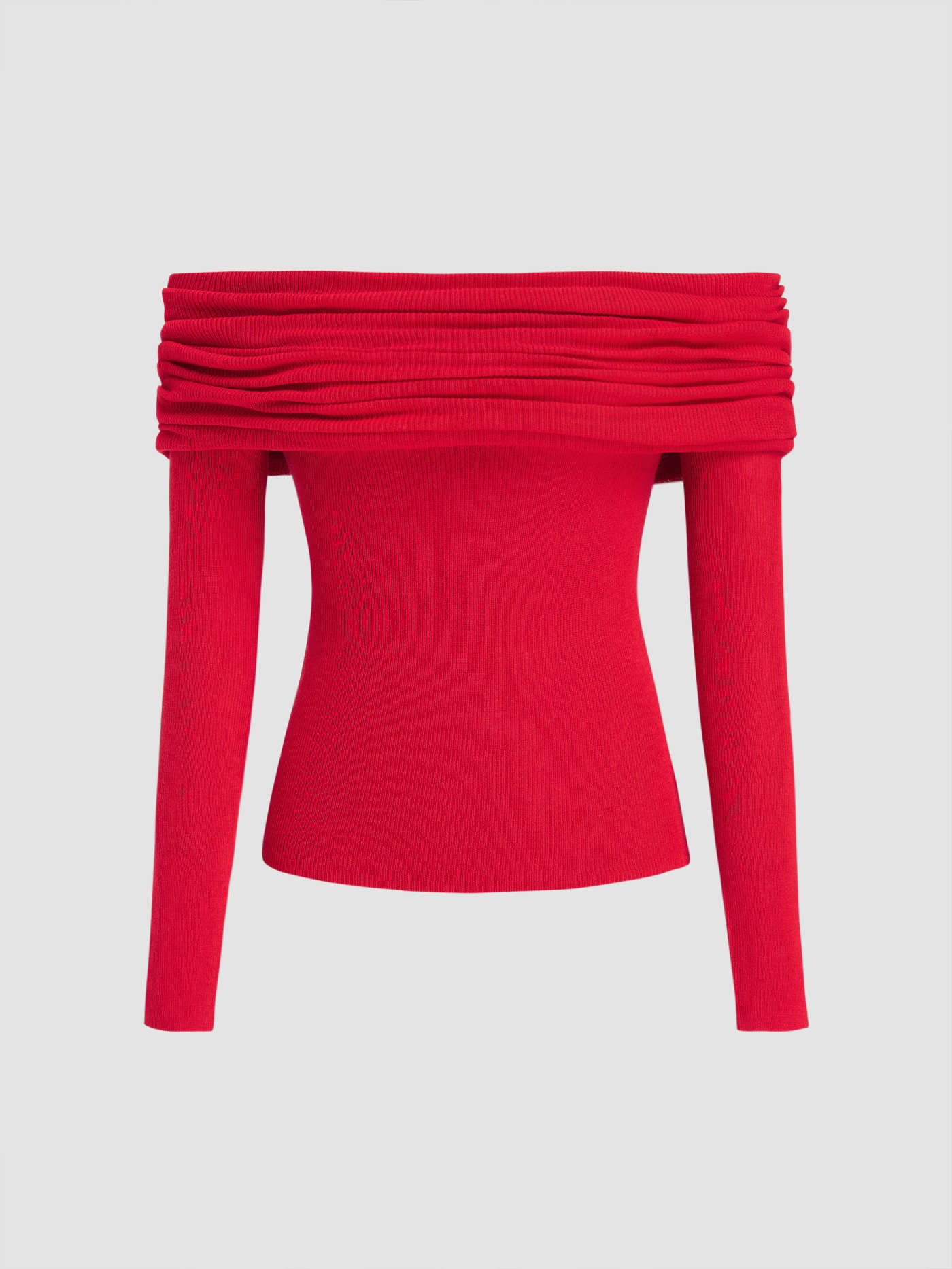 Wool-blend Off-shoulder Ruched Knit Long Sleeve Top... | Cider