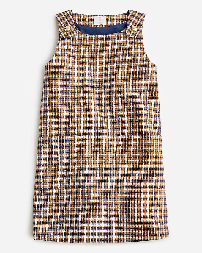 Girls' plaid button-strap dress | J. Crew US