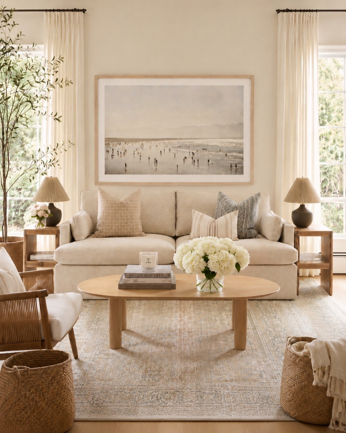 The laid-back, vintage coastal living room of our dreams 😍🐚✨ 

Neutrals, one-of-a-kind pieces & the perfect hint of blue (plus the woven details we always love!) 🤍

#LTKSeasonal #LTKHome