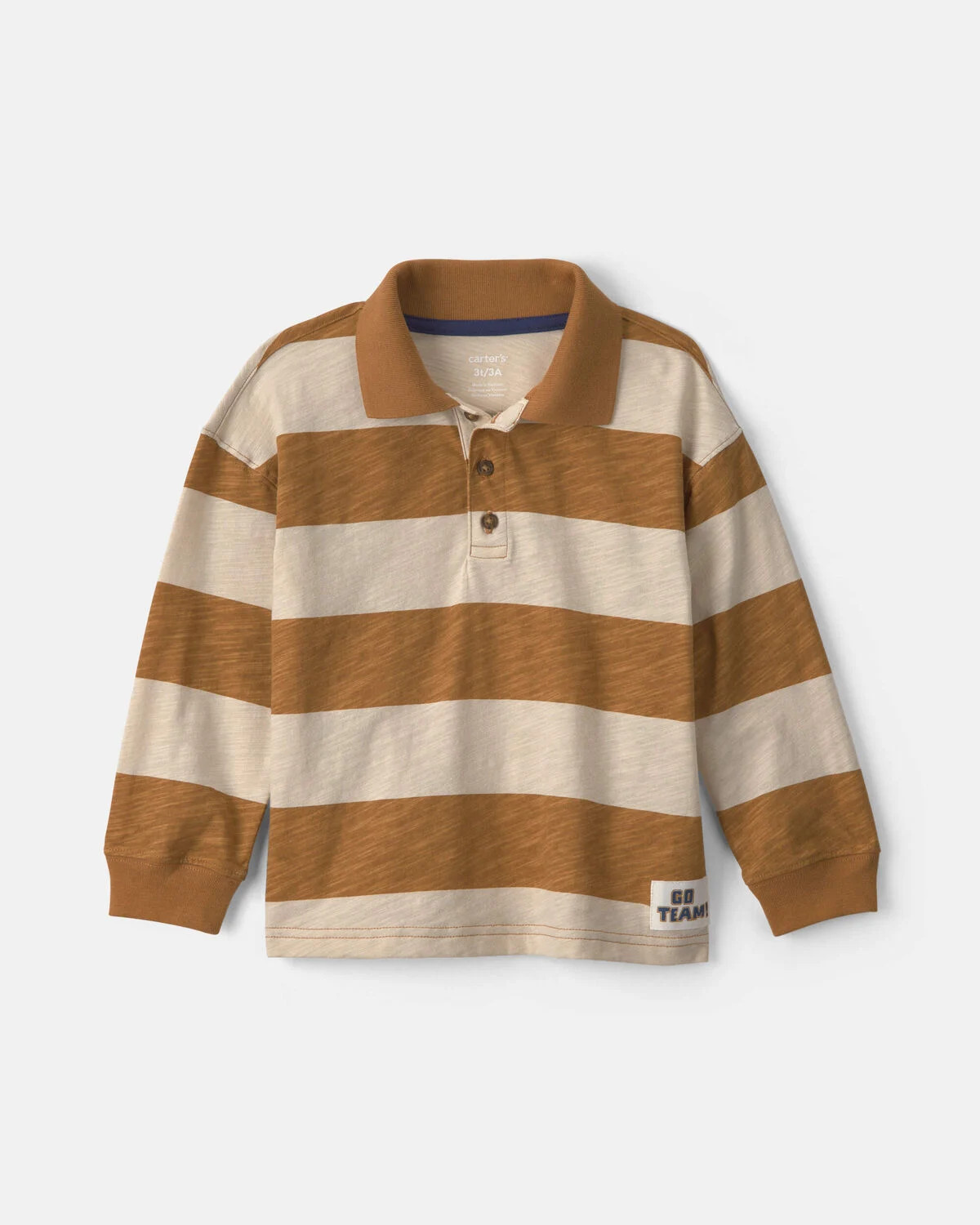 Toddler Boy Striped Long-Sleeve Henley T-Shirt - Brown/Cream | Carter's Inc