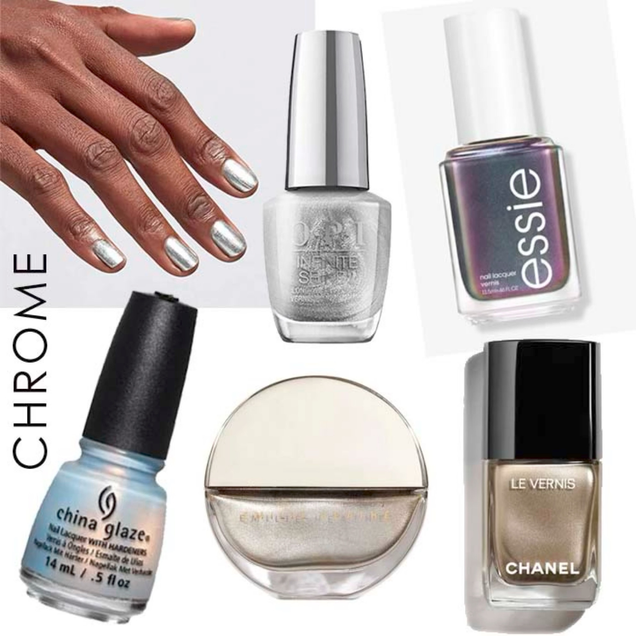 One nail polish color trend that will be huge for Spring 2023 are chrome nails (also known as Glazed Donut or Hailey Bieber nails). Can be sheer or opaque and in any hue you desire like silver, bronze, gold or any mix thereof. Here are some of my picks. 

#LTKSeasonal #LTKbeauty