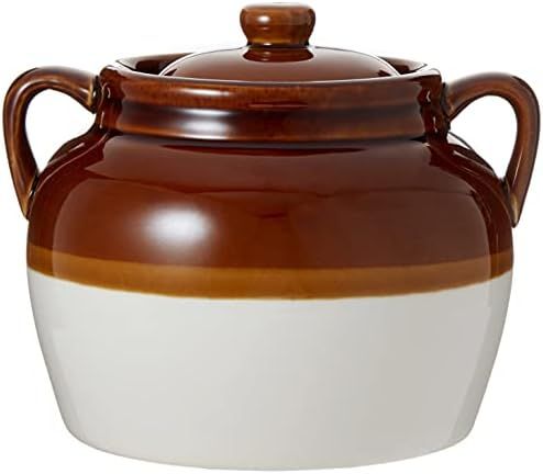 R&M International Traditional Style 4.5-Quart Large Ceramic Bean Pot with Lid, Brown | Amazon (US)