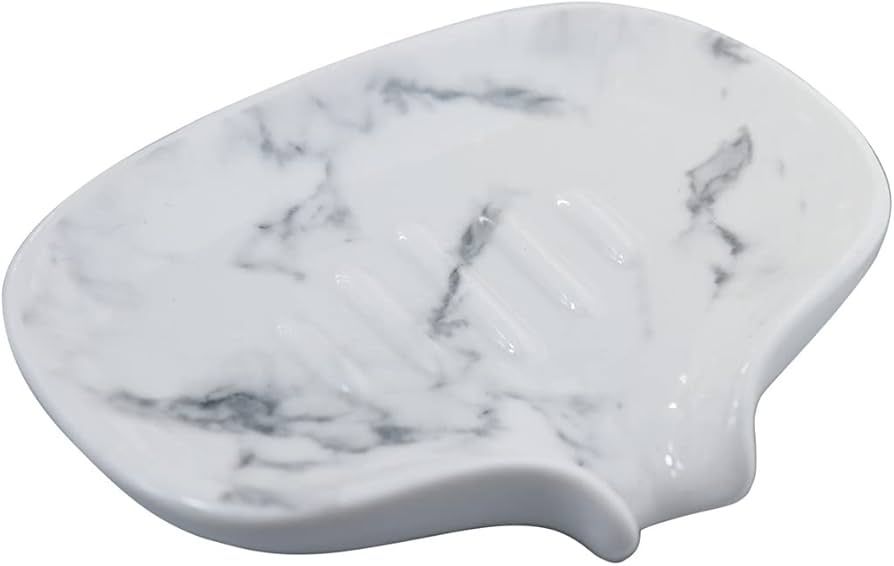 Soap Dish with Drain Ceramic Marble Soap Holder Soap Saver for Bar Soap, Kitchen Sink, and Bathro... | Amazon (US)