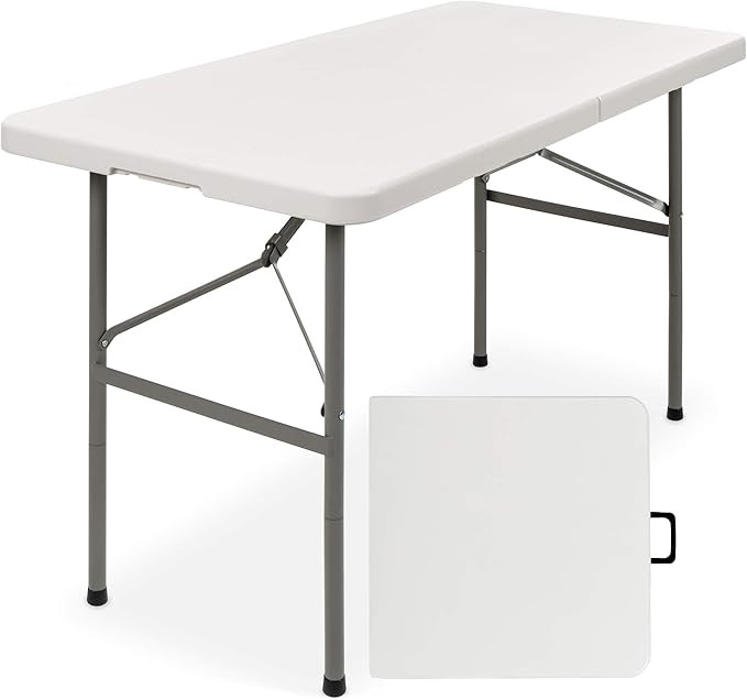 Best Choice Products 4ft Plastic Folding Table, Indoor Outdoor Heavy Duty Portable w/Handle, Lock... | Amazon (US)
