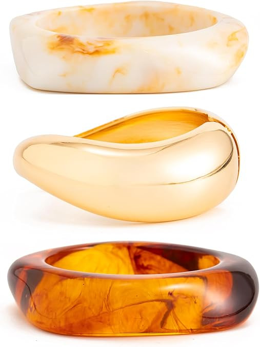 Chunky Acrylic Bangle Bracelet for Women Colorful Resin Bracelets Trendy Stack Statement Cuff Jew... | Amazon (US)