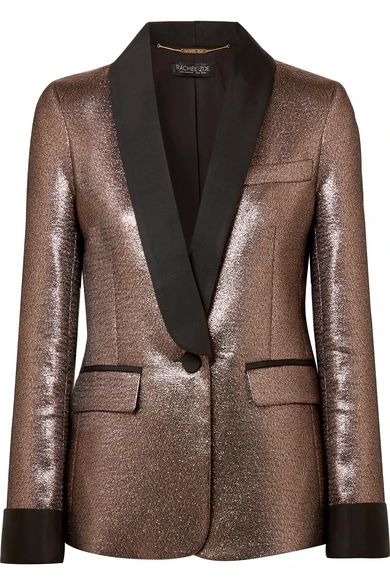 Rachel Zoe - Toni Grosgrain-trimmed Metallic Jacquard Blazer - Bronze | NET-A-PORTER (US)