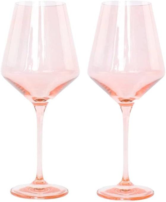 Colored Wine Glasses, Pink, Set of 2, Stemware 2 Count (Pack of 1) | Amazon (US)