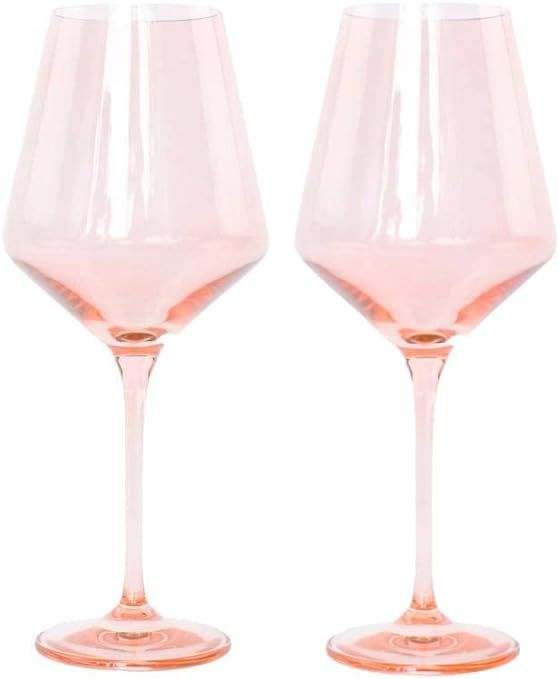 Colored Wine Glasses, Pink, Set of 2, Stemware 2 Count (Pack of 1) | Amazon (US)