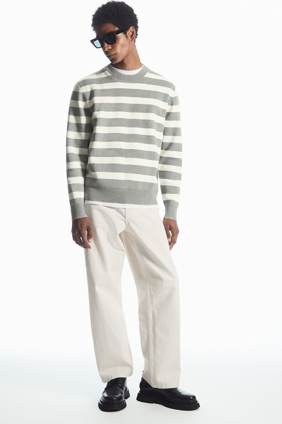 STRIPED KNITTED SWEATER - GRAY / STRIPED - Knitwear - COS | COS (US)