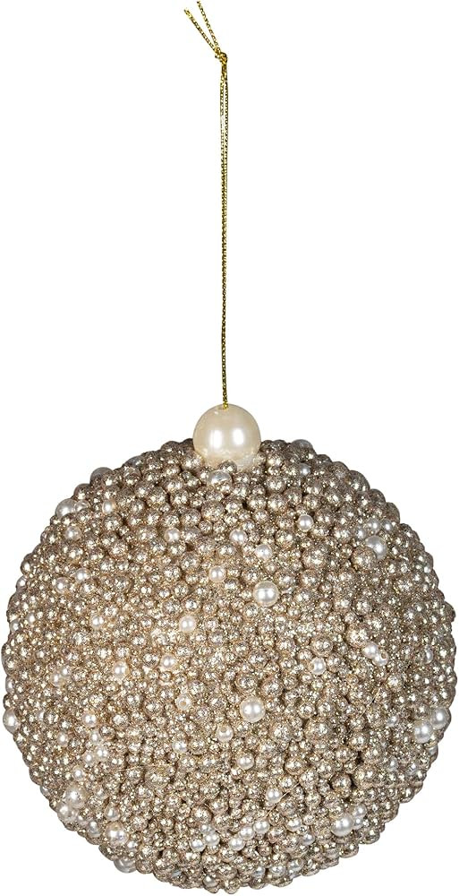 Northlight Glitter Beaded Christmas Ball Ornament, 4", Gold | Amazon (US)