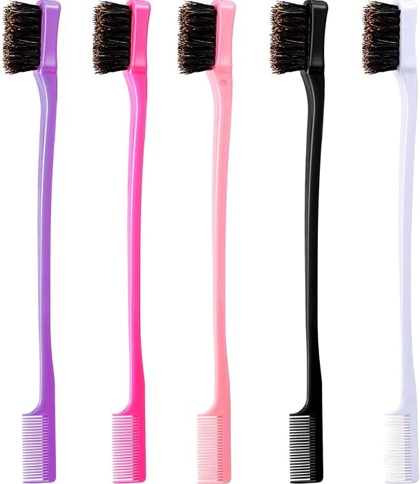 5 Pieces Hair Edge Brush Double Sided Control Hair Brush Comb Combo Pack Smooth Comb Grooming (5 ... | Amazon (US)