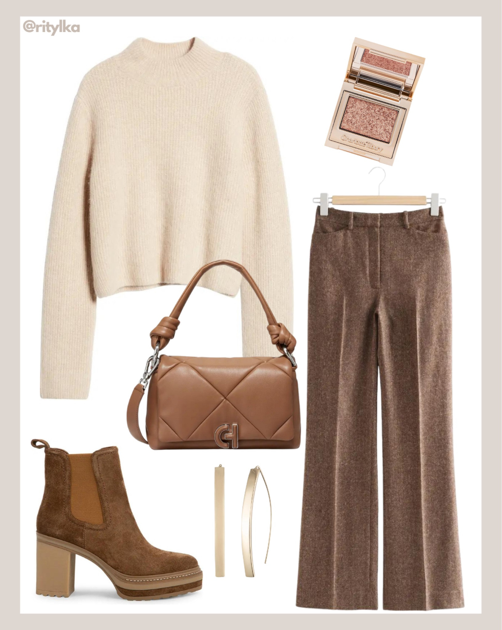 Winter business casual 

Beige sweater
Winter sweater 
Brown work pants
Brown bag
Brown boots
Gold earrings

#workwear #workwearstyle #businesscasualoutfits #businessprofessionaloutfits

#LTKstyletip #LTKSeasonal #LTKworkwear