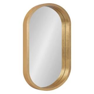 Kate and Laurel Travis 30.13 in. H x 20.13 in. W Modern Oval Framed Gold Wall Mirror 218535 - The... | The Home Depot