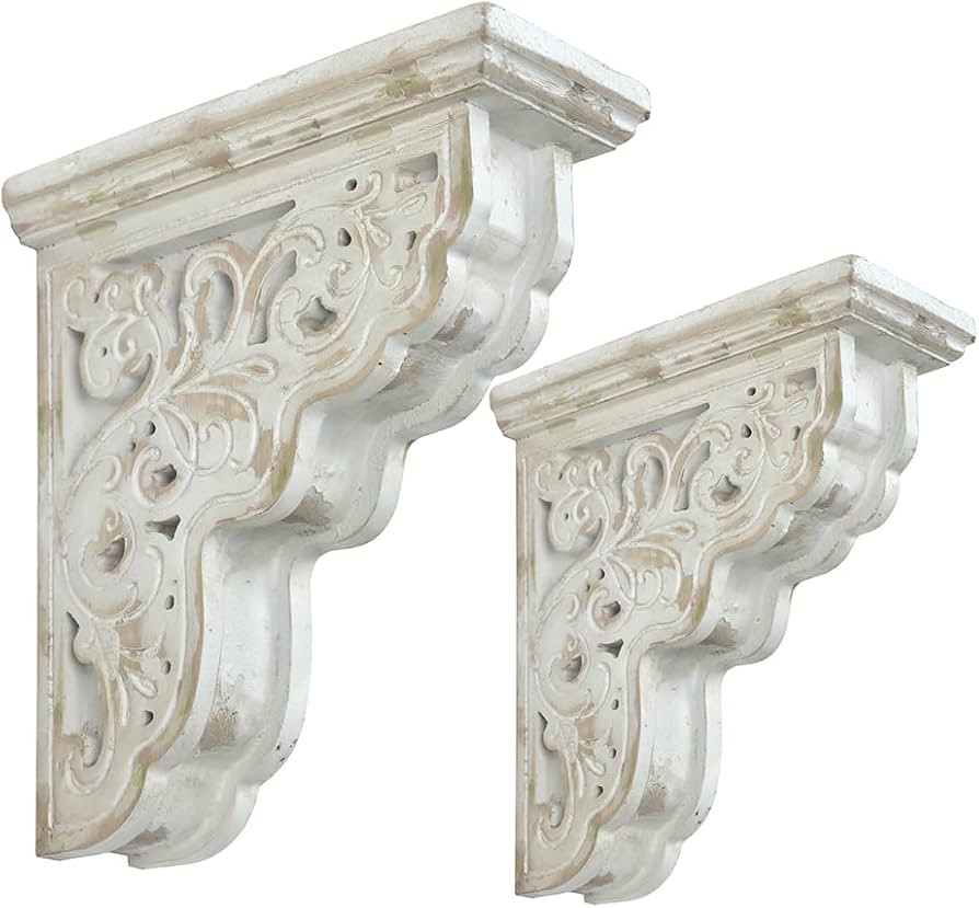 Set of 2 Corbels for Shelves Decorative Shelf Brackets Wood Corbels Farmhouse Shelf Corbels Distr... | Amazon (US)