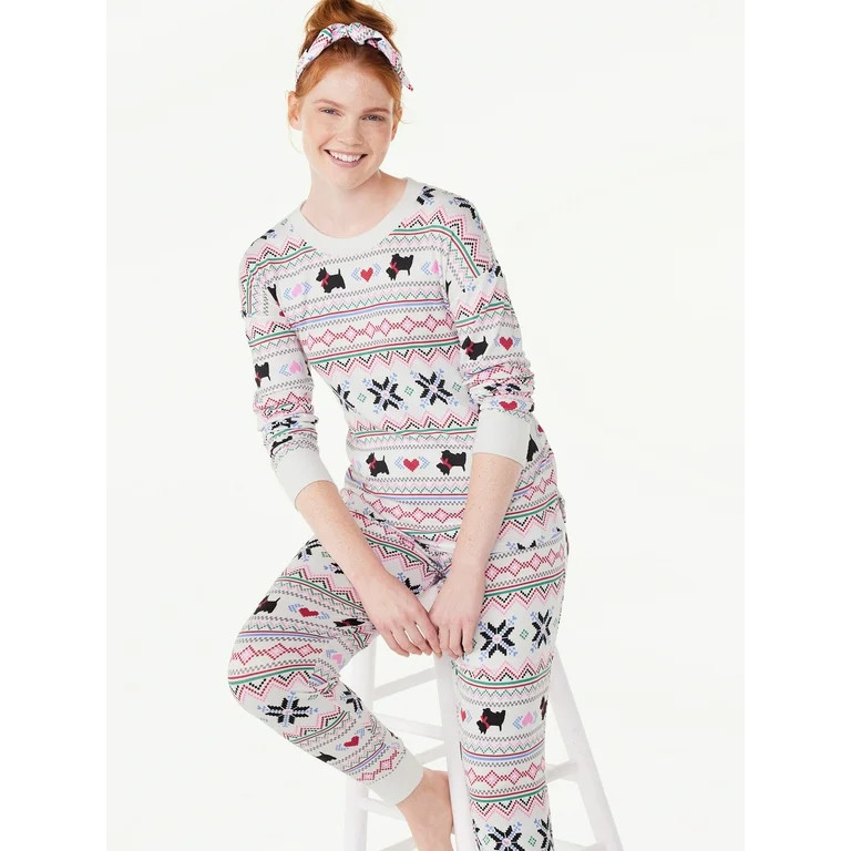 Joyspun Women's Long Sleeve Tee and Joggers Sleep Set with Headband, 3-Piece Pajama Set, Sizes S-... | Walmart (US)