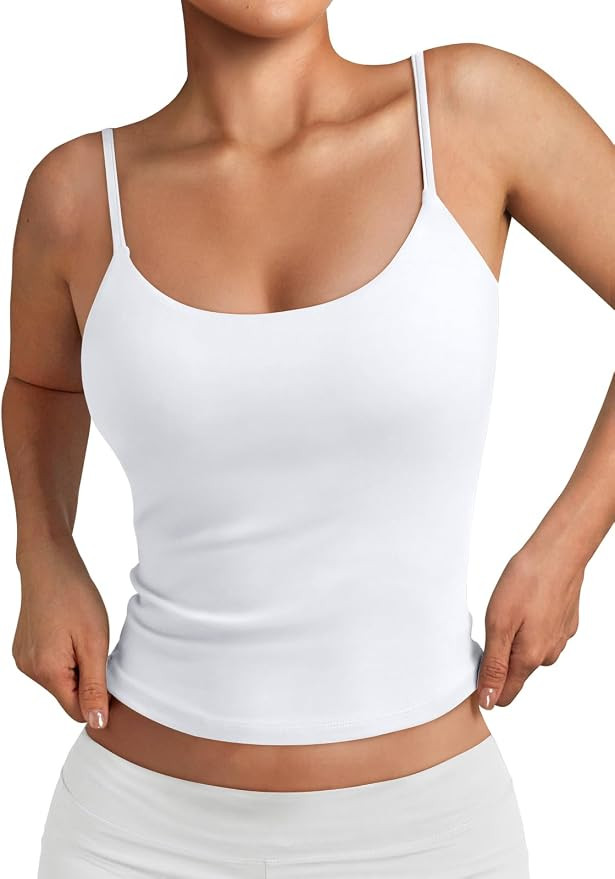 Trendy Queen Double Lined Adjustable Spaghetti Strap Tank Top for Women Cute Summer Basic Crop To... | Amazon (US)