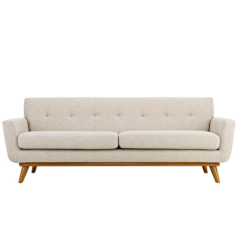 MODWAY Engage 90.5 in. Beige Polyester 4-Seater Tuxedo Sofa with Square Arms-EEI-1180-BEI - The H... | The Home Depot