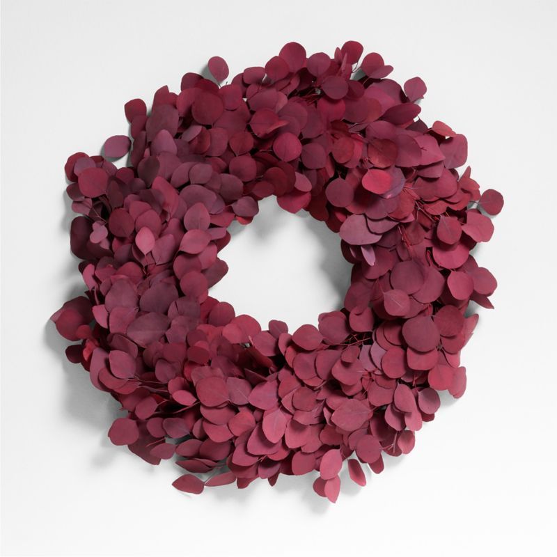 Dried Burgundy Eucalyptus Wreath | Crate & Barrel | Crate & Barrel