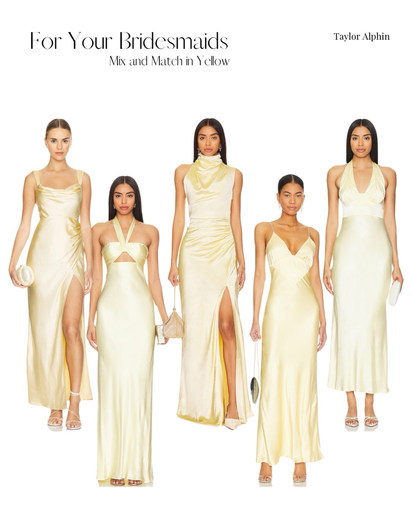 For your bridesmaids: mix and match in yellow 💛

#bridesmaids #bridesmaidsdress #yellowdress #silkdress #springwedding #destinationwedding #summerwedding #bride #bridal #bridalparty #weddings 

#LTKParties #LTKWedding #LTKStyleTip