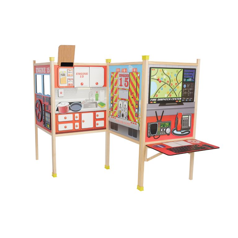 ROOM2PLAY Large Firehouse Station Pretend Play Set - Folds Away for Easy Storage - Fun, Creative,... | Walmart (US)