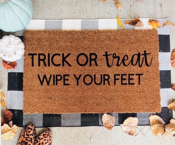Trick or treat doormat, fall doormat, funny doormat, Halloween doormat, cute doormat | Etsy (US)