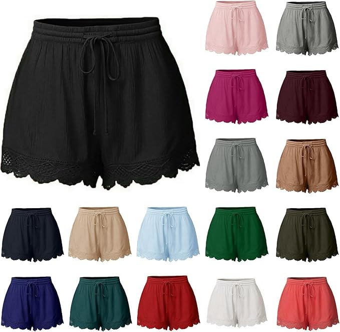 Shorts for Women with Pockets Summer Casual Loose Fit Resort Wear Beach Shorts Trendy 2024 Elasti... | Amazon (US)