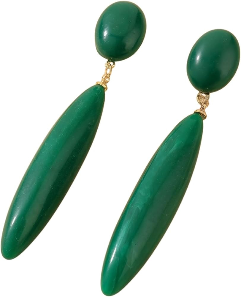 Green Statement Earrings Long Teardrop Dangle Lightweight Acrylic Bold Fashion Jewelry For Women ... | Amazon (US)