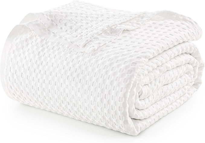 Utopia Bedding White 100% Cotton Waffle Blanket 300 GSM [Queen - 90x90 Inch] Soft Lightweight Bre... | Amazon (US)