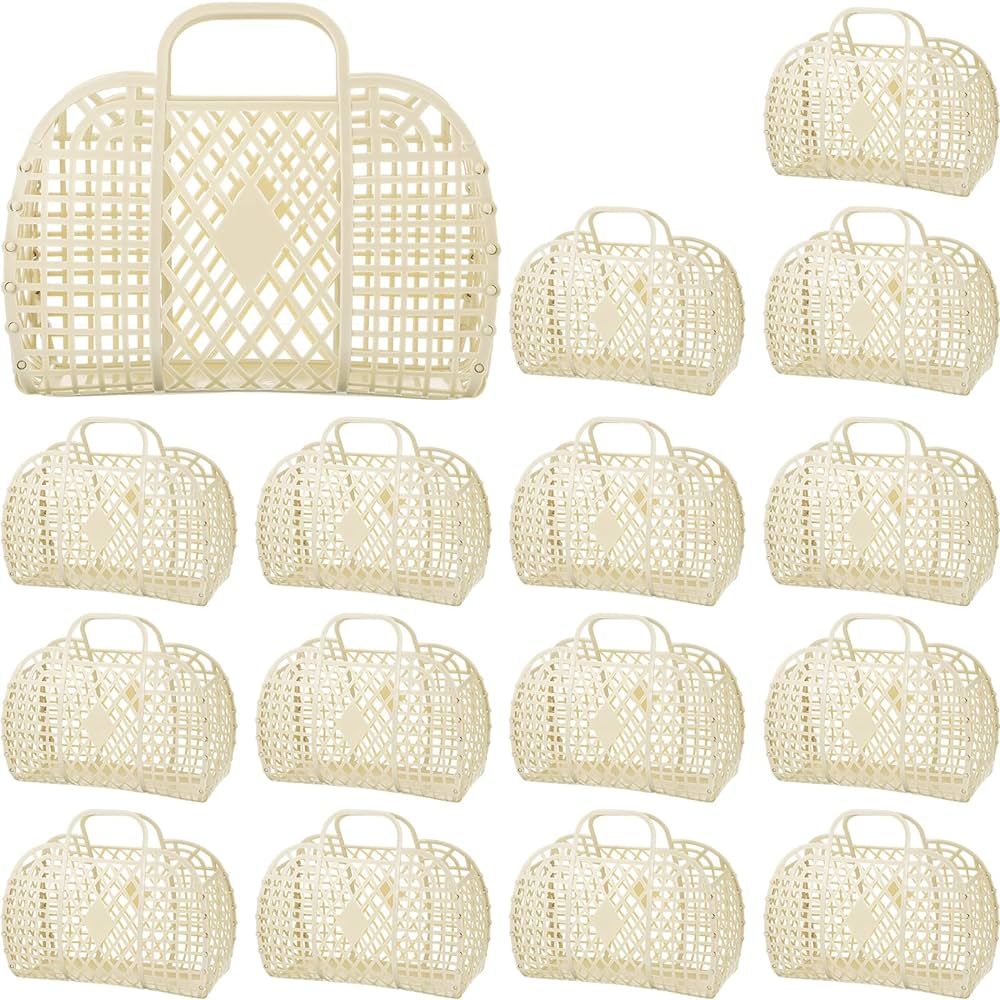 16 Pcs Girls Jelly Purse Jelly Bags Basket Reusable Jelly Beach Bag Plastic Beach Tote Gift Baske... | Amazon (US)