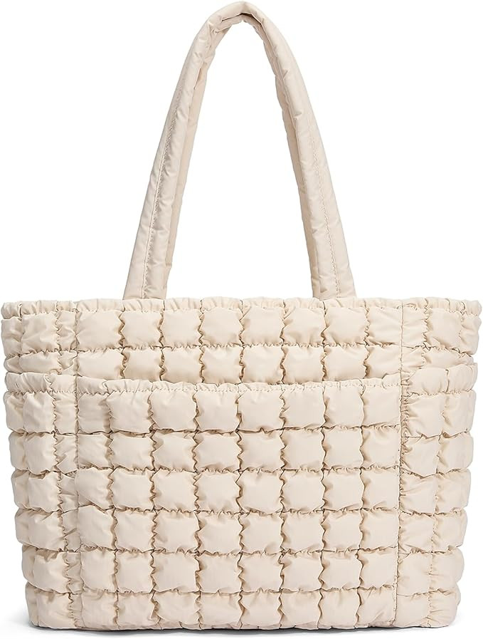 CORALDAISY Puffer Tote Bag for Women Lightweight Tote Bag with Zipper, Large Work Bag Quilted Tra... | Amazon (US)