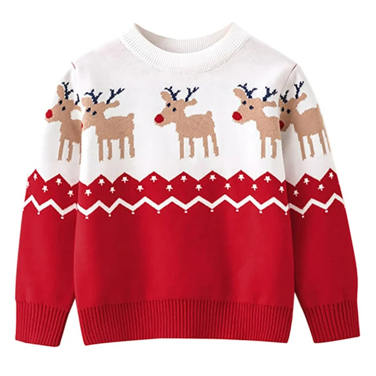Lovebay 1-6T Children Boys Girls Deer Long Sleeve Pullover Christmas Sweater Xmas Tops - Walmart.... | Walmart (US)