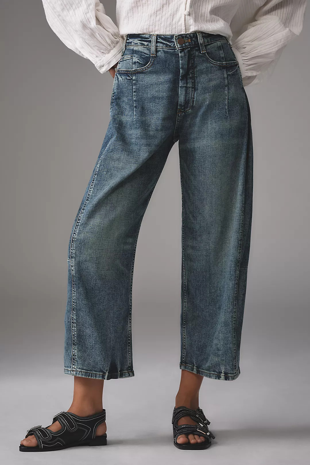 The Kenna Mid-Rise Heritage Barrel Jeans by Pilcro | Anthropologie (US)
