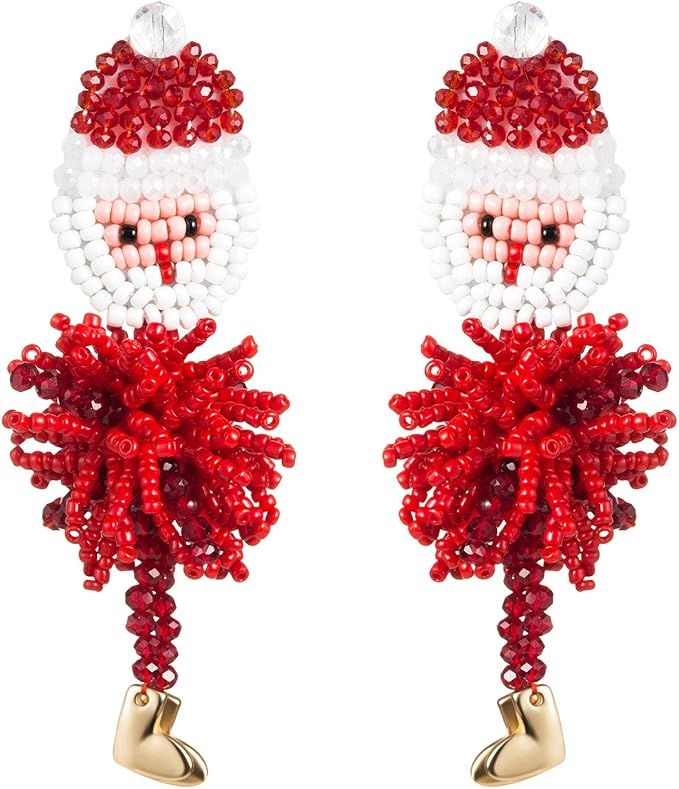 SENNI Statement Beaded Santa Drop Earrings Snowman Dangle Earrings For Women Jewelry Gift | Amazon (US)