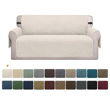 Sanmadrola Reversible Sofa Cover Machine Washable Couch Cover Water Resistant Slipcover Non Slip Furniture Protector for Dogs, Children, Pets, Loveseat Size, Creamy White | Walmart (US)
