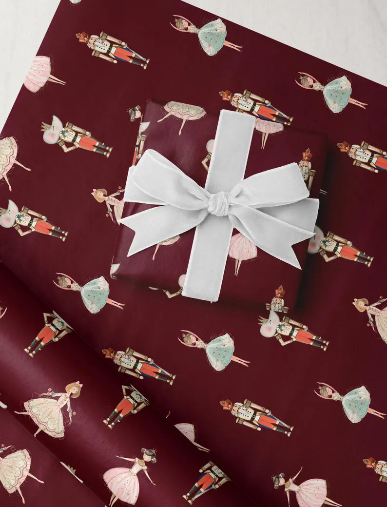 Papel de regalo con bailarina de cascanueces Papel de regalo de temporada Papel de regalo con ilu... | Etsy (US)