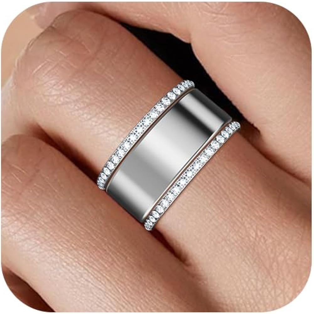 2-Pack 14K Gold Plated Stacking Rings for Oura Ring Gen 4/Oura Ring Gen 3, Cubic Zirconia Simulat... | Amazon (US)