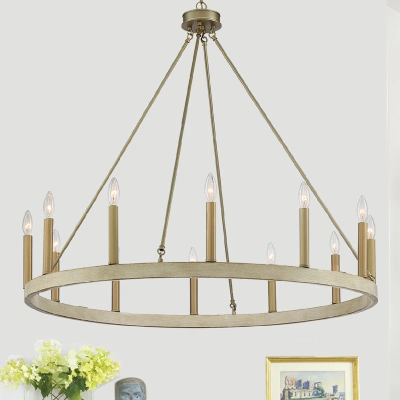Madalyn 12 - Light Candle Style Wagon Wheel Chandelier | Wayfair North America